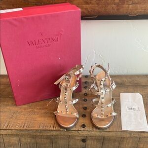 Valentino Garavani Rockstud Sandals Metallic Rust